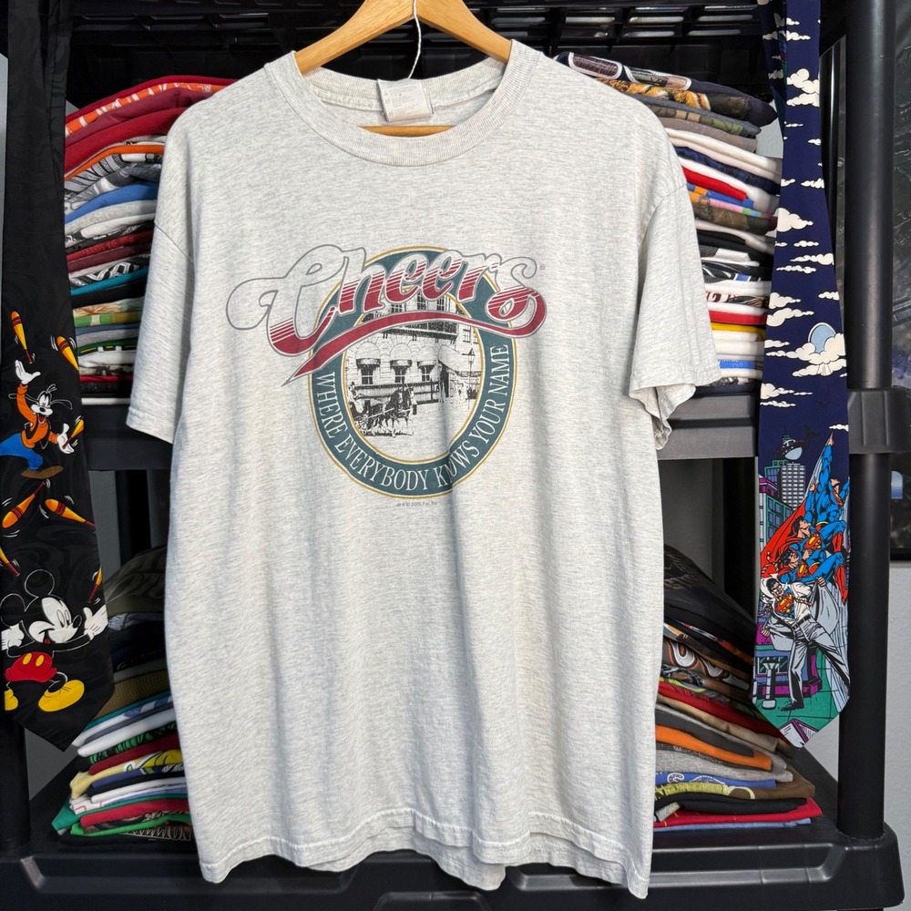 Y2K Heather Gray Cheers Boston Graphic T-Shirt Large